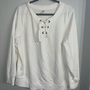 Old Navy White Lace-Up Sweater